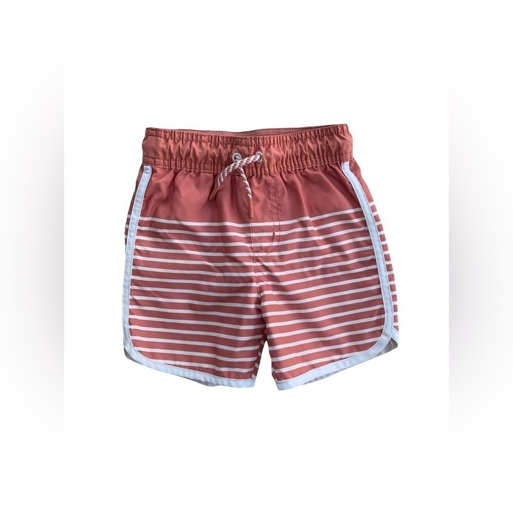 Cat & Jack Size 2T Rust and White Stripes Swim Trunks